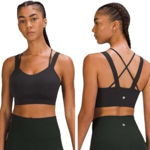 LULULEMON Like a Cloud Longline Black Bra Light Support D/DD Cups Size 14